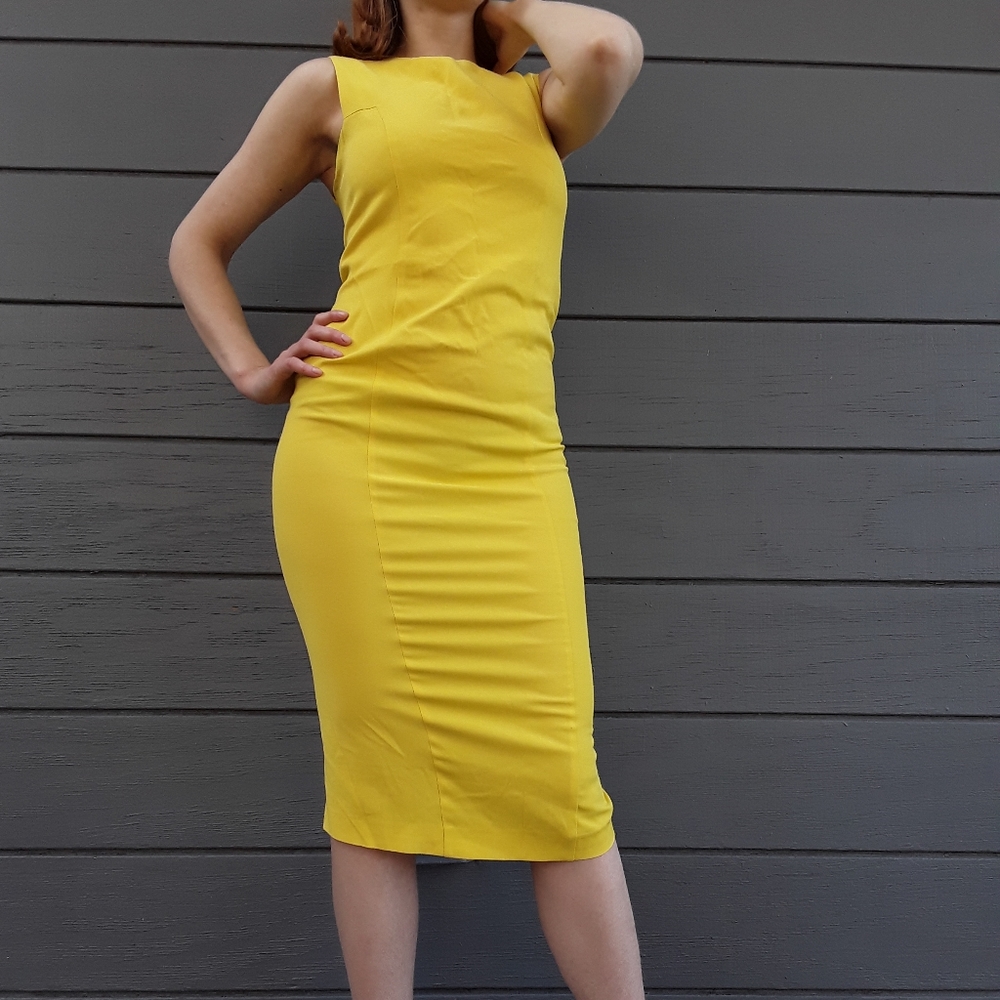 Sportmax Yellow Midi Dress Small S